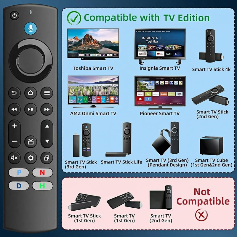 OROSAUR Replacement All Fire Smart TV Remote(Insignia, Toshiba, Onmi, Pioneer), Compatible for Fire Stick/Cube Remote(4K, 1st, 2nd, 3rd Gen, Life) with Voice - Image 1